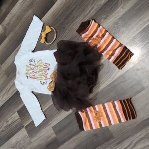 Baby Girls Autumn Winter Thanksgiving Print Cotton outfit size 18/24 mo /90 New